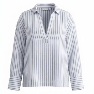 Martha‎ Stewart Collection Top Womens L Striped 100% Linen V-Neck Minimalist